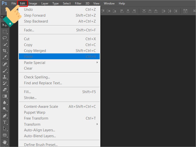 Open the Edit menu in Photoshop