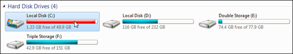 The storage drive is always in full capacity