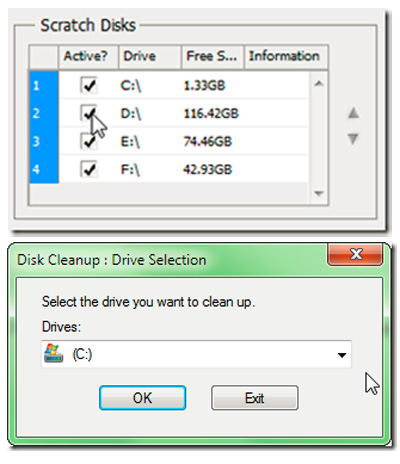 Select the drive to be cleaned 