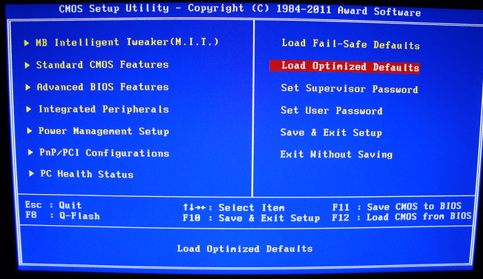 Load cmos default after bios update что это