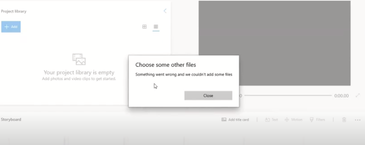 How to fix video editor error: Something went wrong and we couldn't add some files