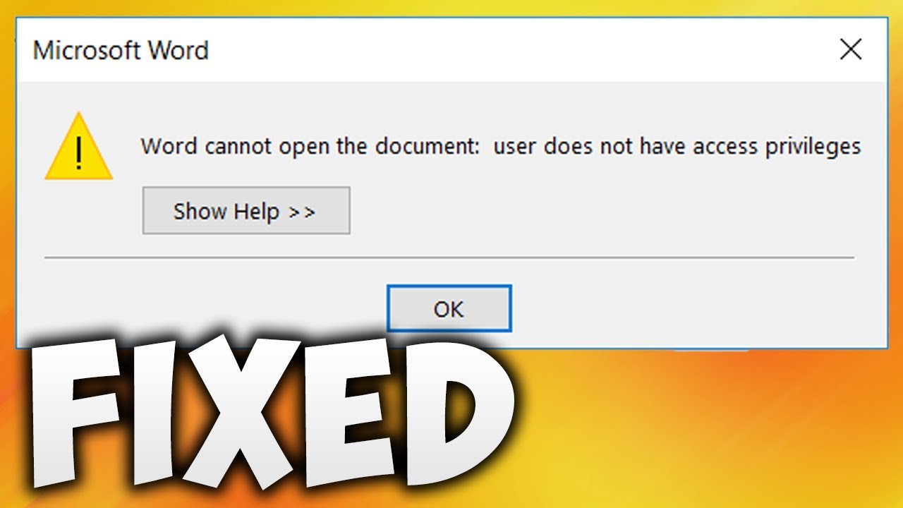 How to fix: Document: user does not have access Privileges