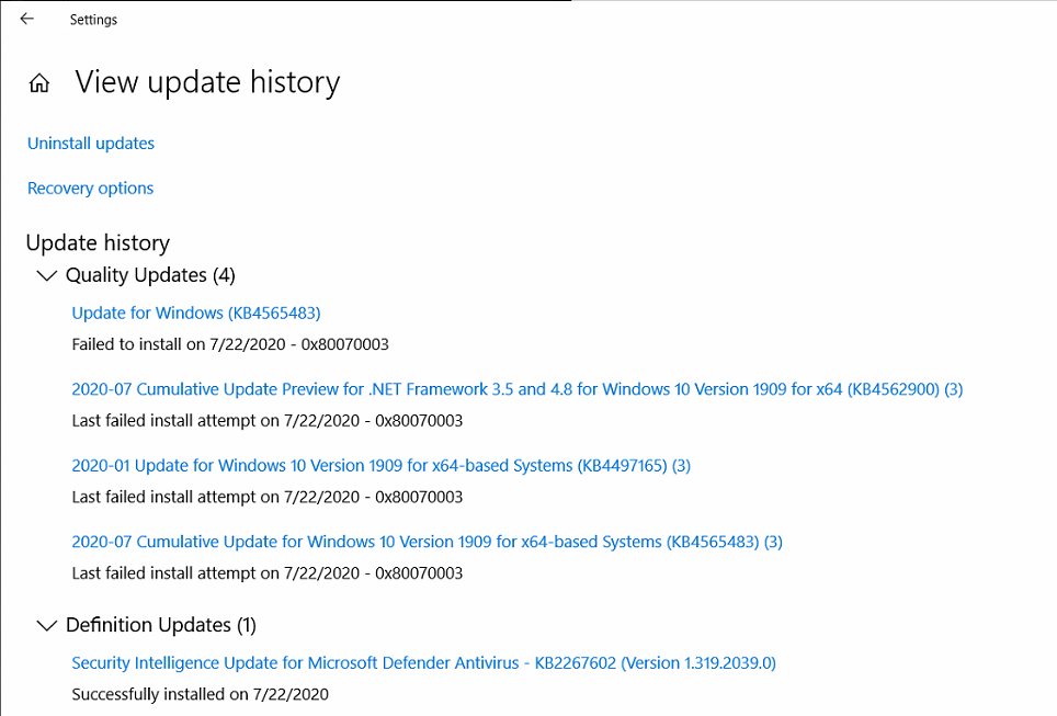 How to fix windows 10 windows update error 0x80070003