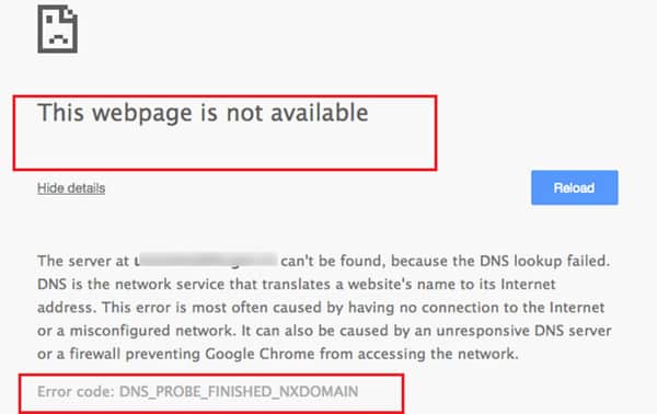 What is DNS_Probe_Finished_Nxdomain error?