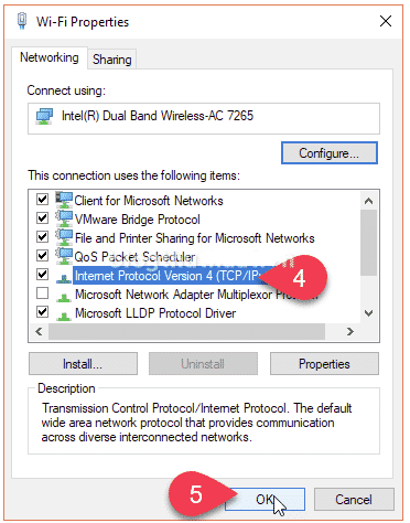 Select Internet Protocol Version 4 (TCP/IPv4)