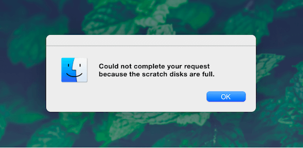 Fix "Could not complete your request because the scratch disks are full" error