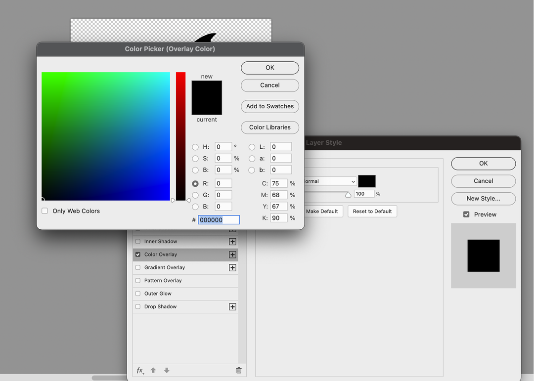 How to change colour picker back to the original on mac photoshop