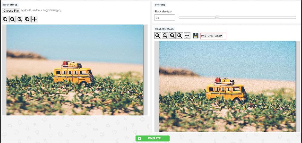 How to pixelate an image in PineTools