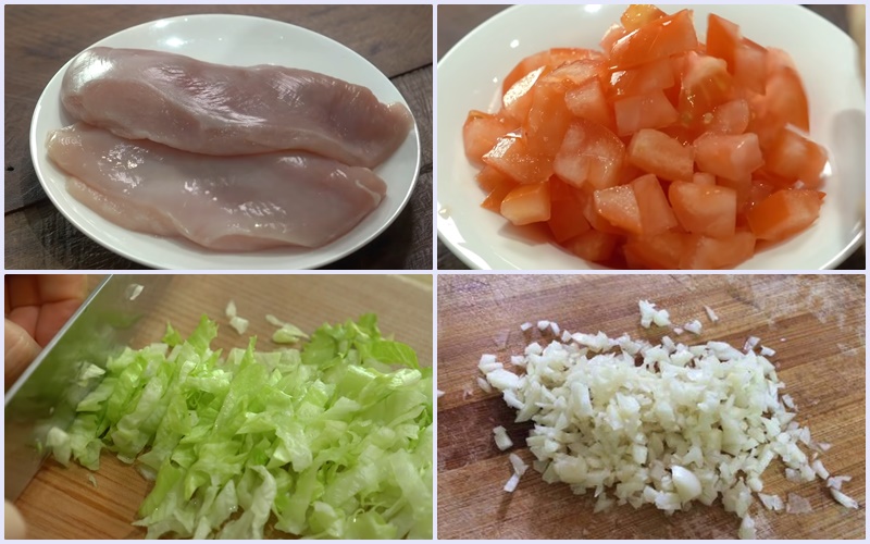 Preliminary ingredients for Mexican-style chicken tacos