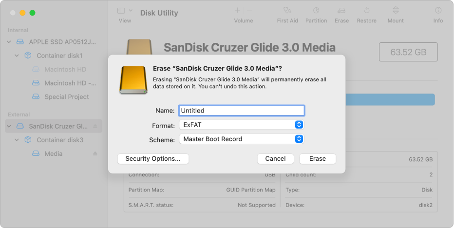 format a drive using Disk Utility