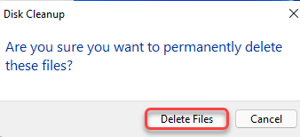 Click OK to delete the files