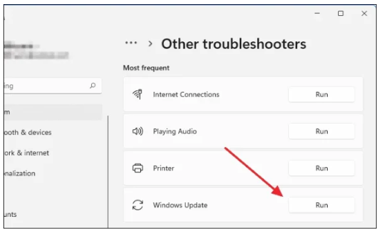 Using the Windows Update troubleshooters