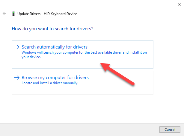 choose Search automatically for drivers