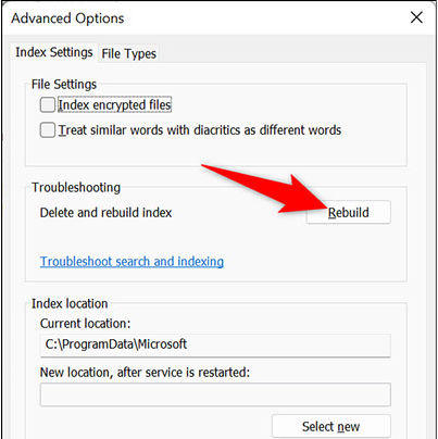 click “Rebuild”
