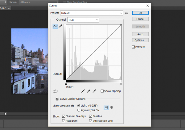 Use the Curves tool to control the range of tones and highlights