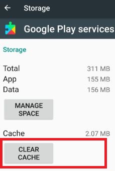 Clear Google Play Services cache and data
