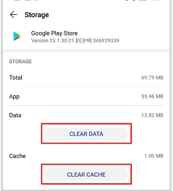 Clear Google Play Store cache and data