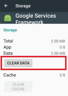 Clear Google Services Framework Cache and Data