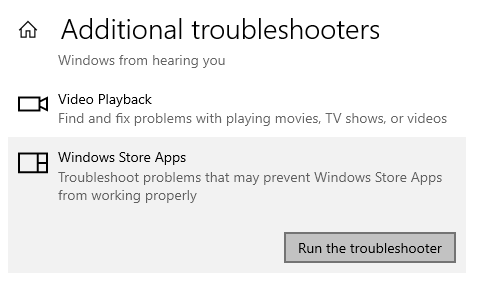 Run Windows Store Troubleshooter