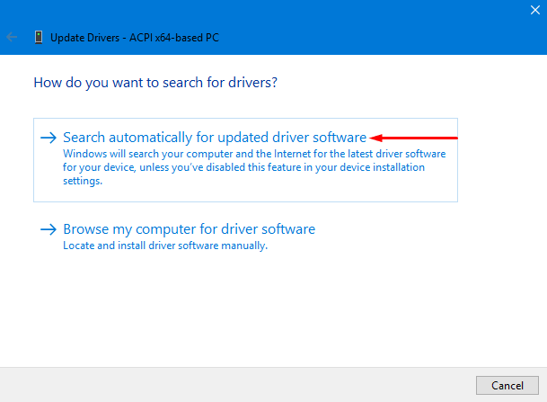  Search automatically for updated driver software