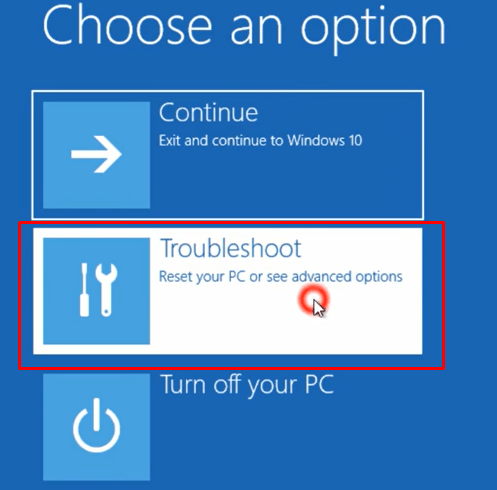 Select – Troubleshoot 