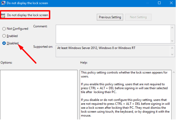 Edit GPO settings to enable lock screen on Windows 11