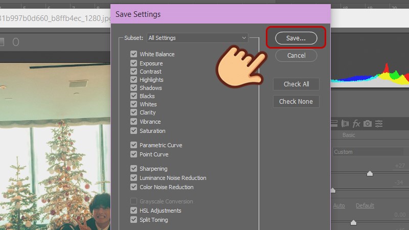 In the Save Settings dialog box, leave the defaults and click Save
