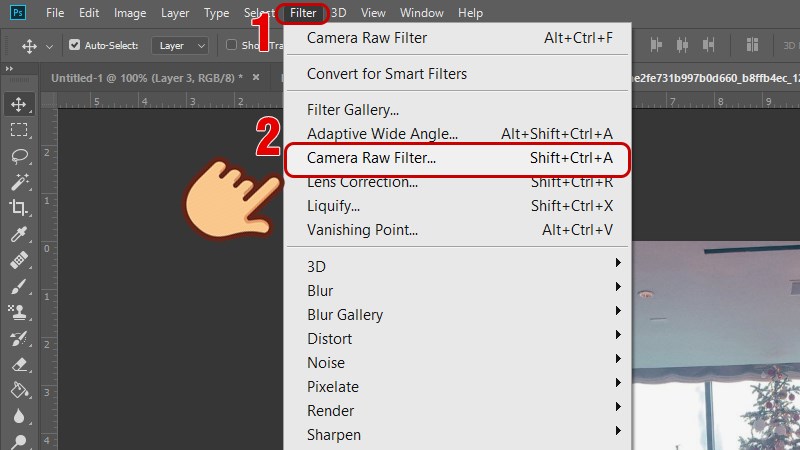 Open an image in Camera Raw with Photoshop