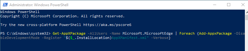 Reinstall Edge via PowerShell