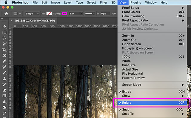 Ruler Photoshop keyboard shortcut