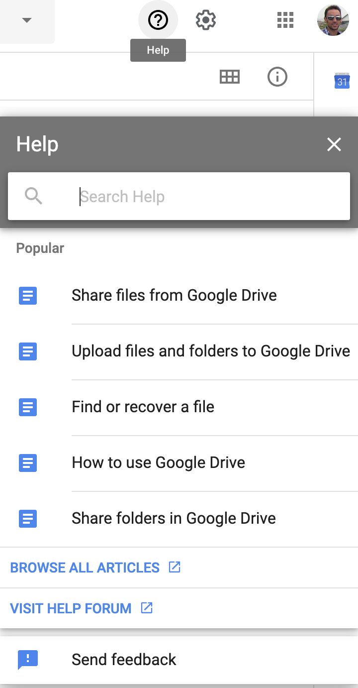 Send help feedback directly in your Google Drive account 