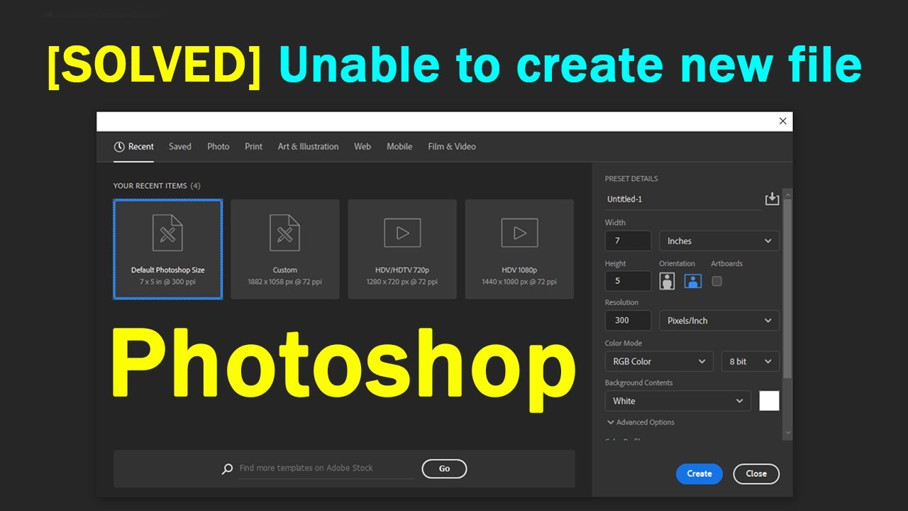 How to fix Photoshop can't create new file 1
