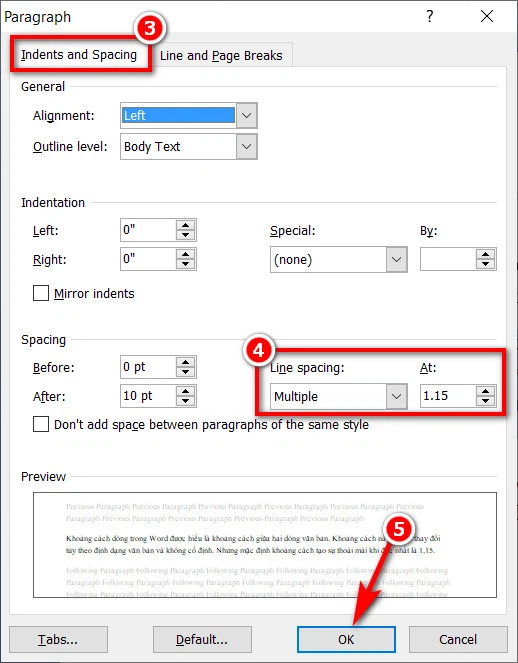 Indents and Spacing