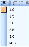 Line spacing options in Word are available