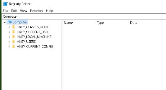 Registry Editor screen displays