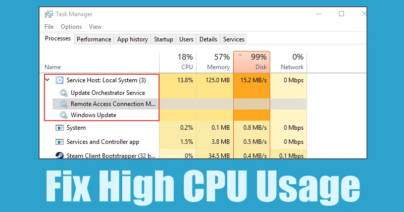 Service host: local system high CPU windows 10