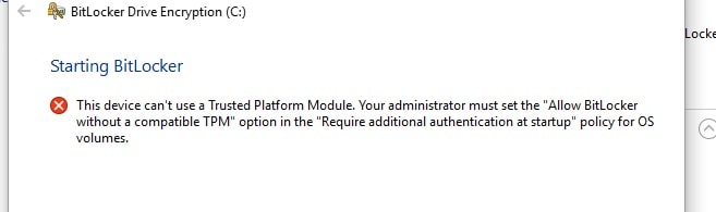 Fix BitLocker TPM error Windows 10