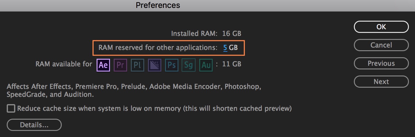RAM reserved for other applications