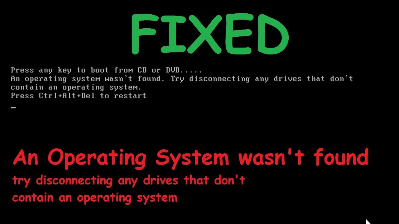 An operating system wasn't found Windows 10 fix