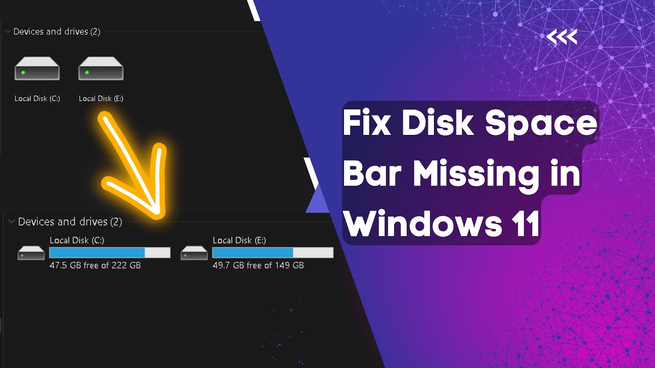 Disk space usage bar missing in Windows 11