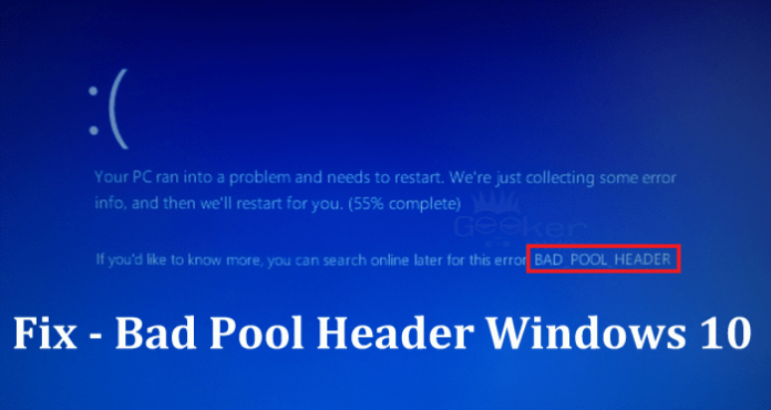 Fix Bad Pool Header blue screen