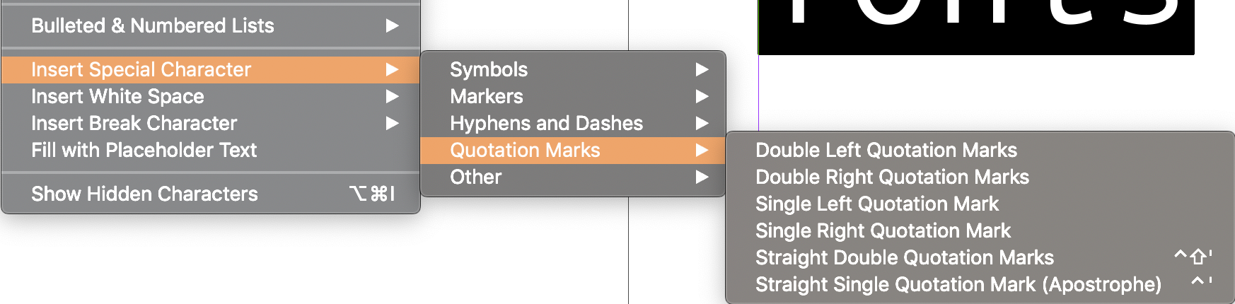 Quotation marks shortcuts for Mac