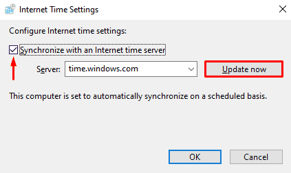 Synchronize with an Internet time server