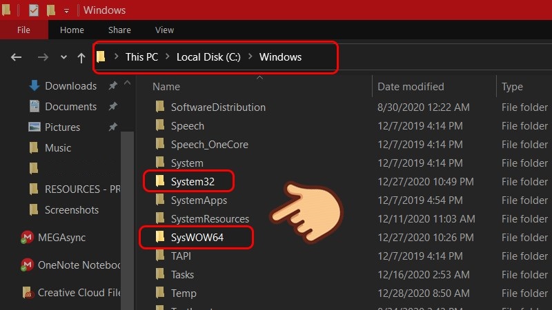 System32 and SysWOW64 folders.