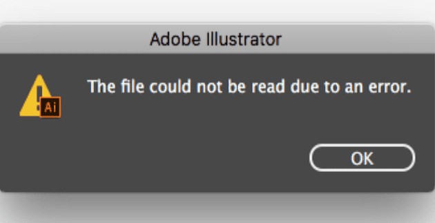 إصلاح تعذرت قراءة هذا الملف بسبب خطأ في Illustrator
