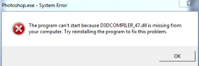 Photoshop.exe System Error dialog
