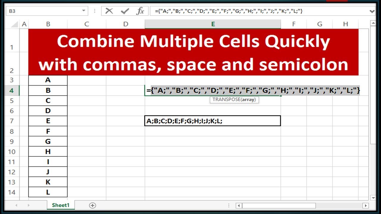 Excel concatenate with delimiter