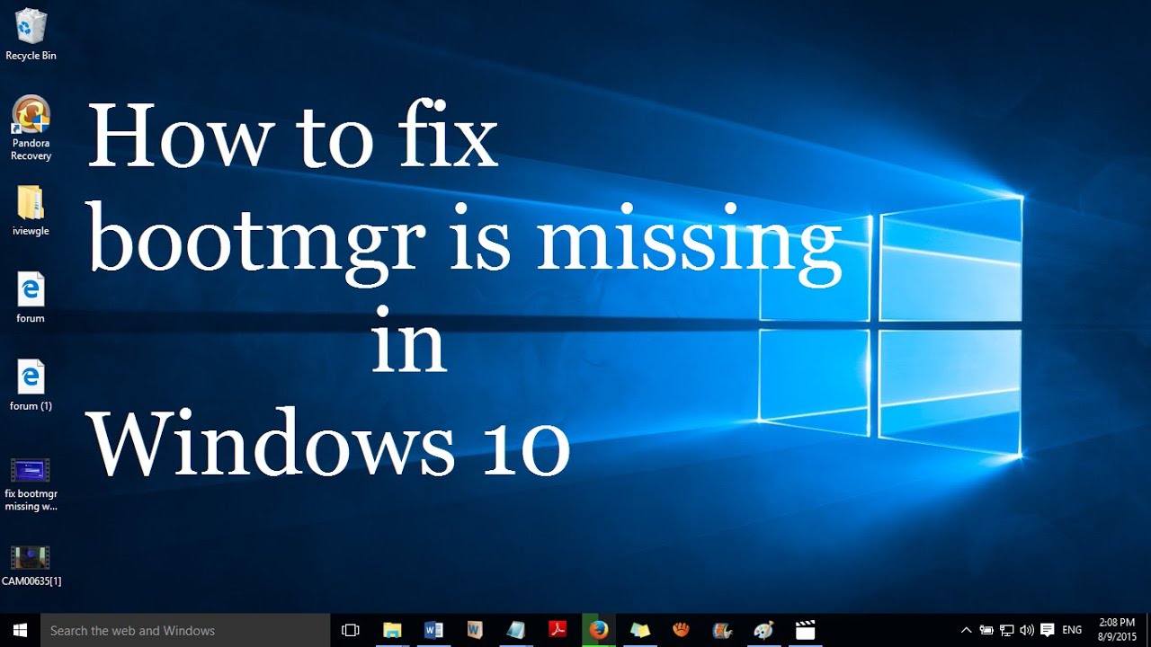 Fix BOOTMGR missing in Windows 10