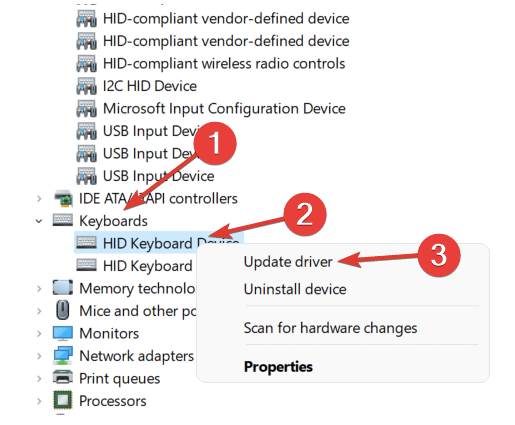 Update the keyboard driver