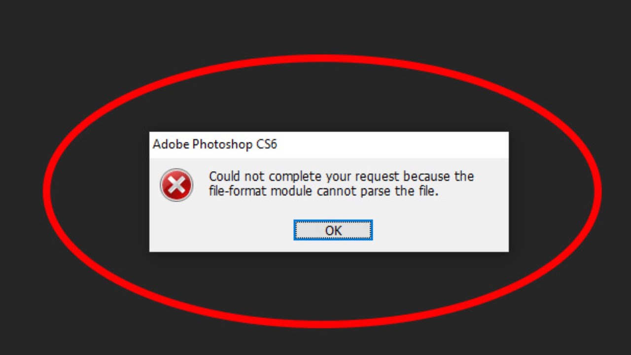 How to fix Cannot parse the file Photoshop error